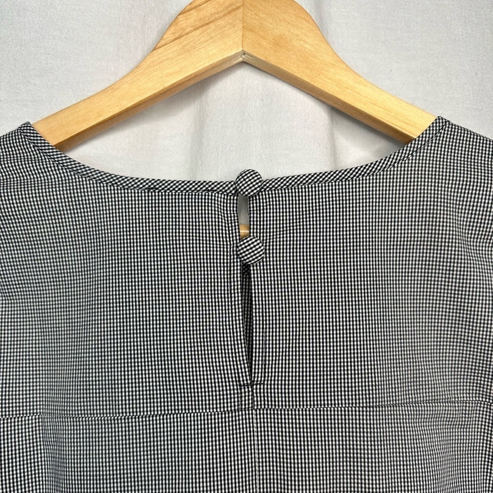 1. J Crew XXS Gingham plaid 3/4 bell flare sleeves slits bow keyhole in back - Picture 13 of 14